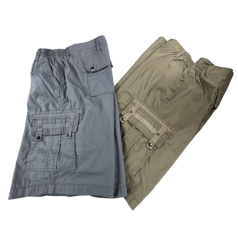 Haband Travelers Cargo Shorts Mens 52 - Khaki & Gray